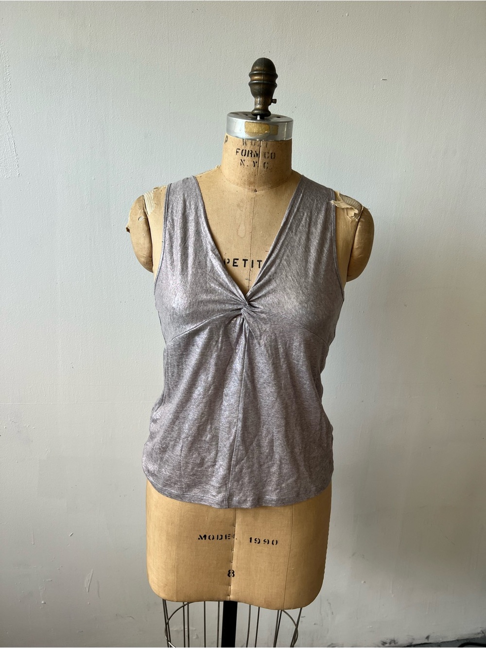 Calvin Klein Metallic Twist-Front V-Neck Tank Top - Purple Lilac